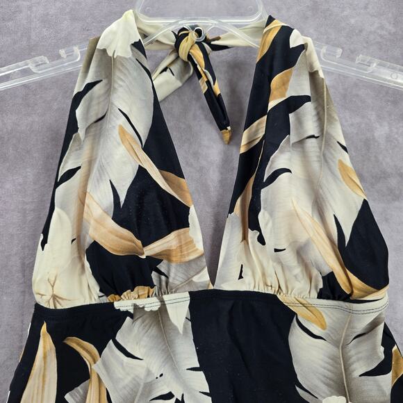 Sessa Black Floral Halter Padded Swimwear Tankini Tank Top Medium M 8 - Picture 3 of 7